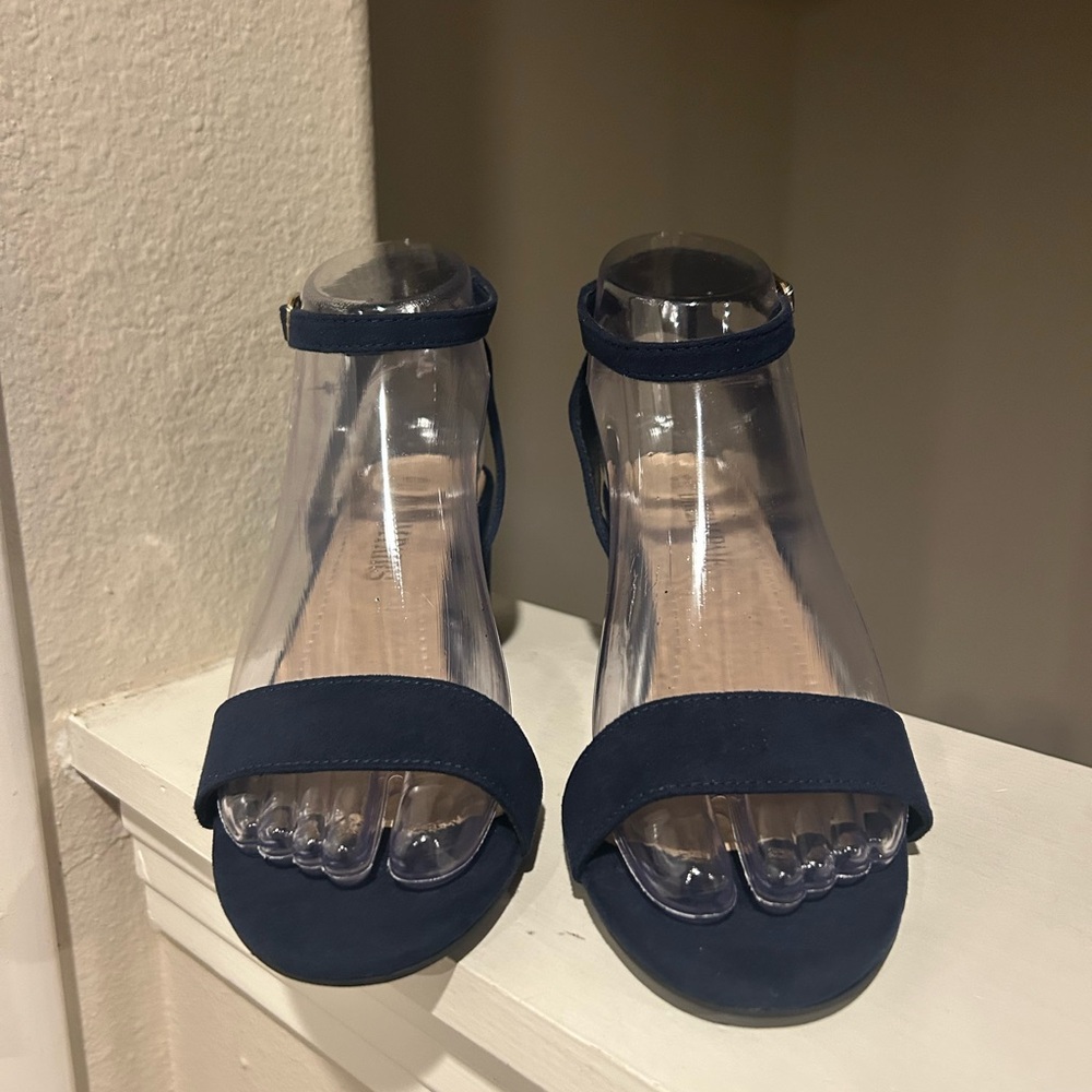 Dream Pairs Womens 6.5 Carnival Sandals Blue Block Heels Open Toe Ankle Strap - Picture 7 of 10
